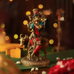 Brass Statue - Krishna with Cow in Stone Work