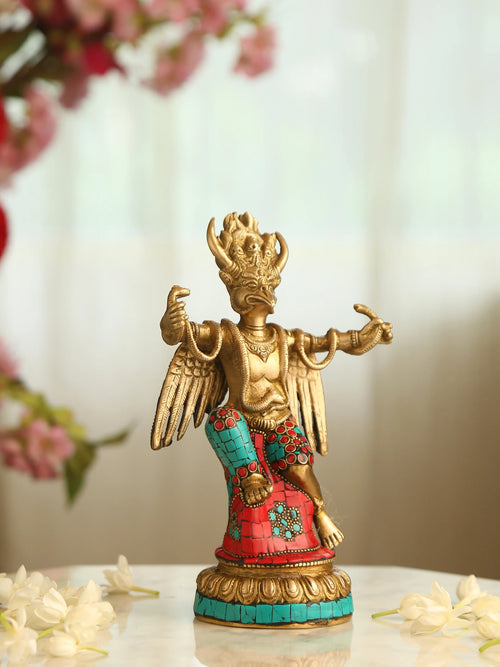 Brass Statue - Garuda in Stone work