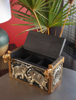 Antiquity Rustica Collective - Wooden Carving Box Gold And Silver