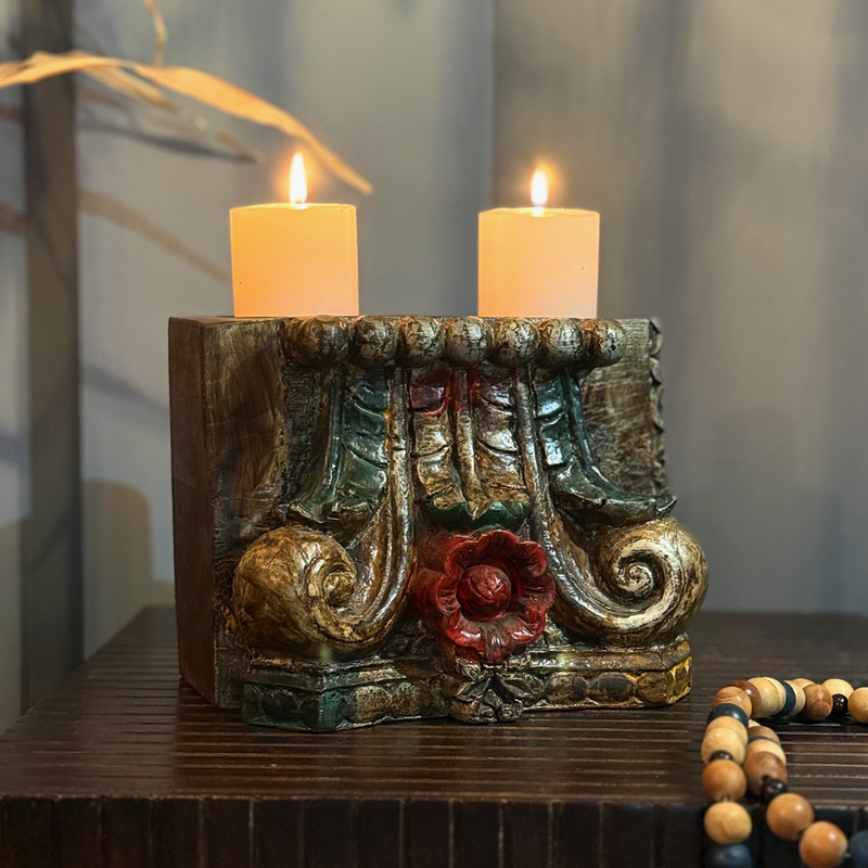 Wooden Block Candle Holder