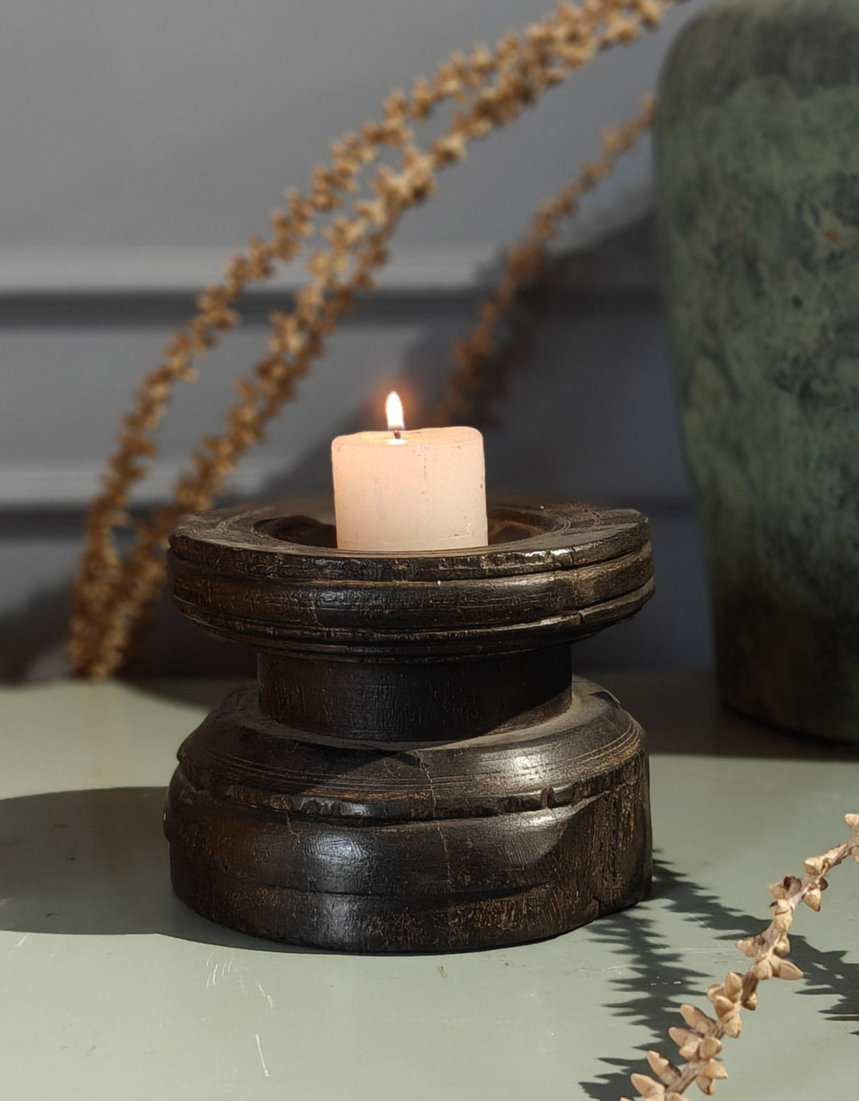 Wooden Antique candle holder