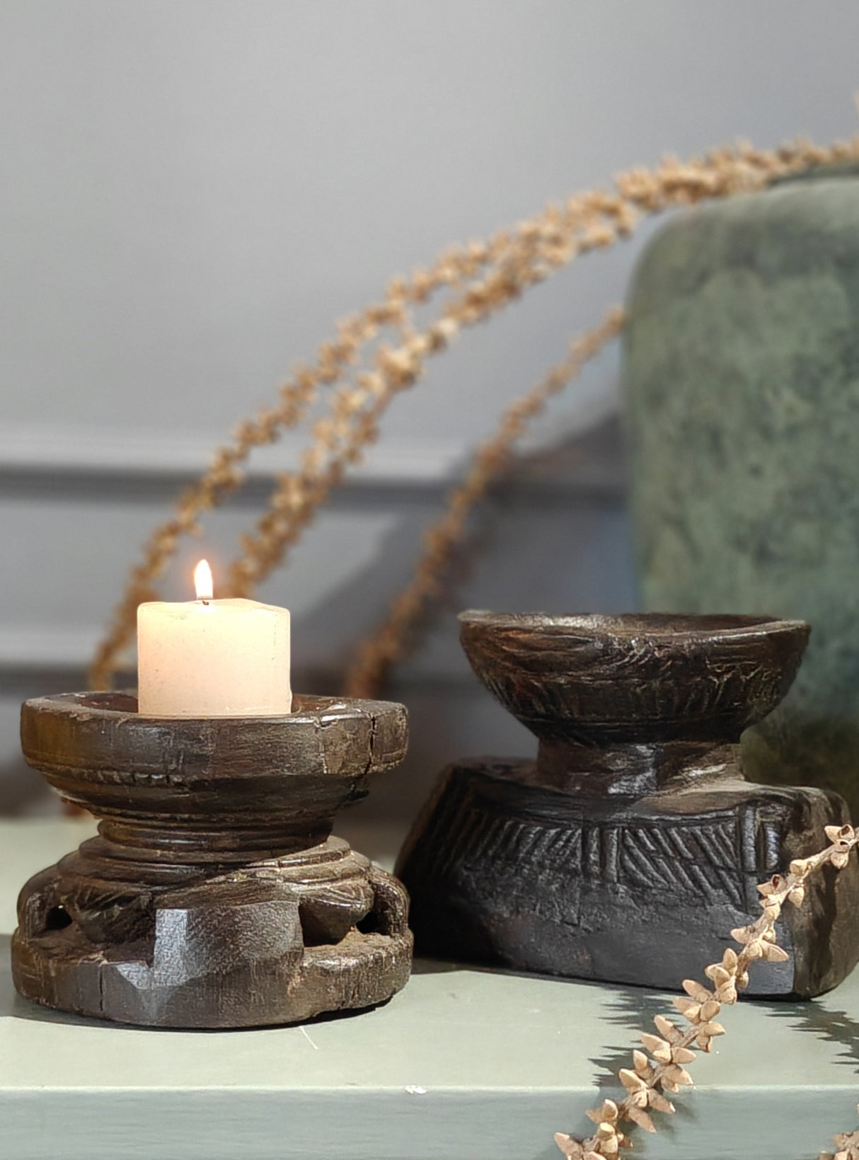 Wooden Antique candle holder