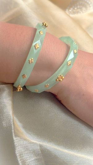 Ruhani  Brass leaf And Small Bell Bangles