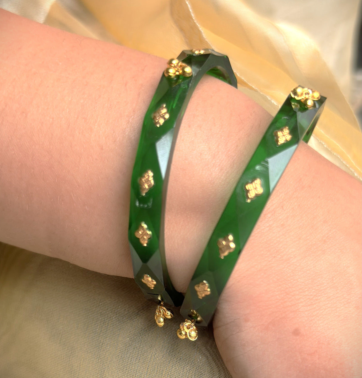 Ruhani  Brass leaf And Small Bell Bangles