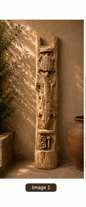 Handcrafted Wooden Tribal Mask naga panel