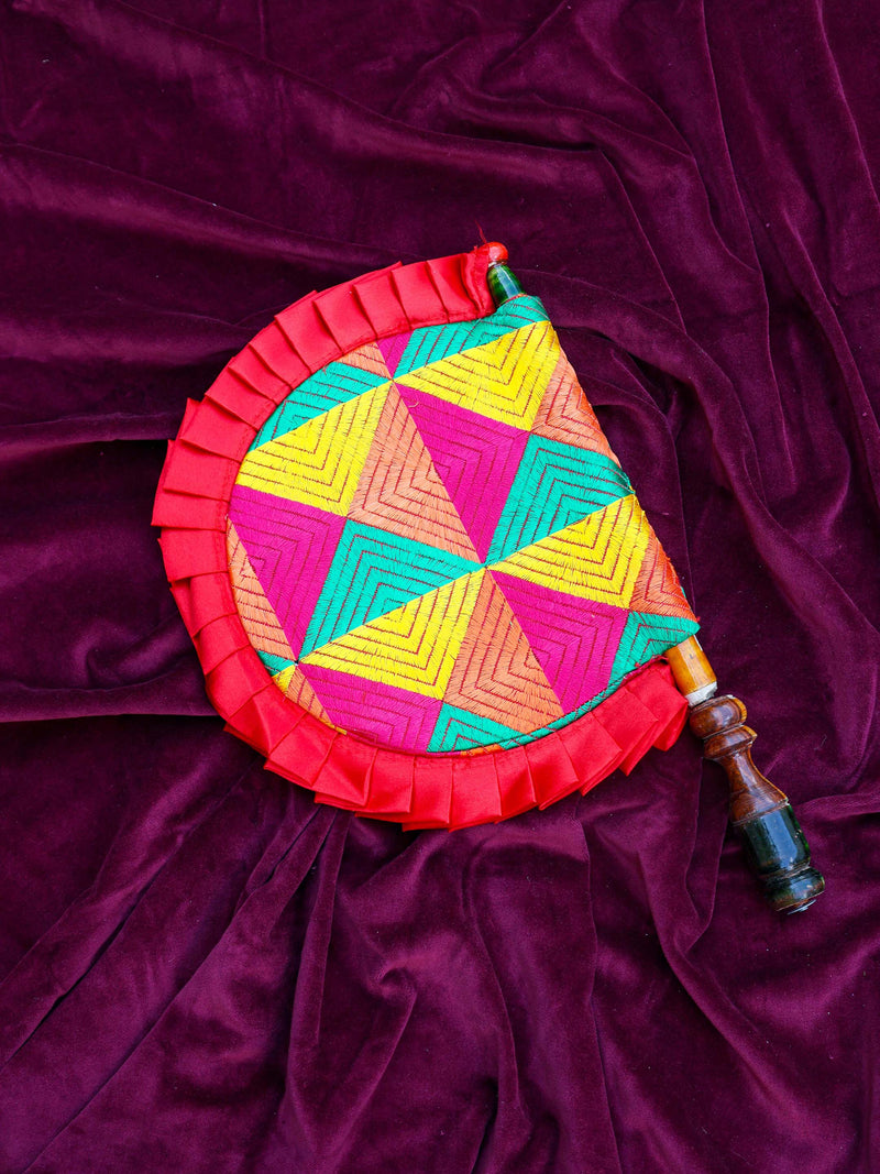 Hand Fan With Colorful Thread Embroidery