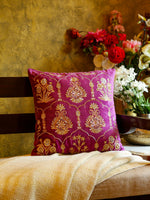 Velvet Cushion Cover - Violet Embellished Mogul Design