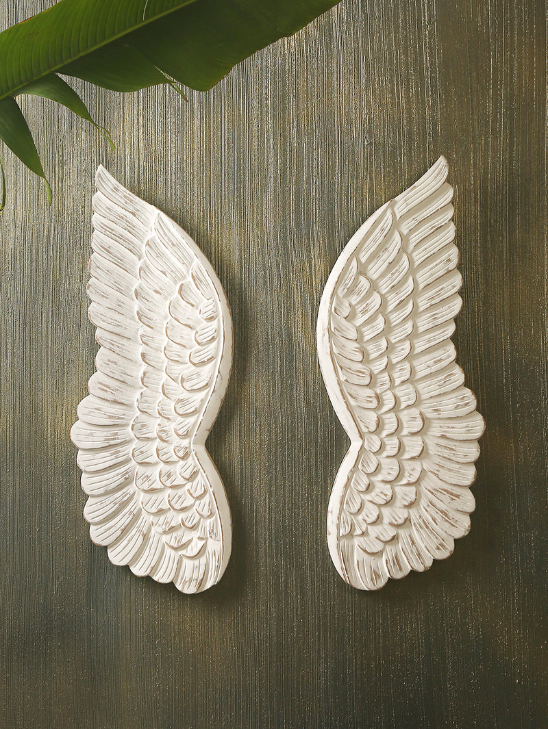 Distressed White Angel Wings (Set of 2)