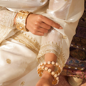 Pearl Bloom Gold Bangles