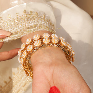 Pearl Bloom Gold Bangles