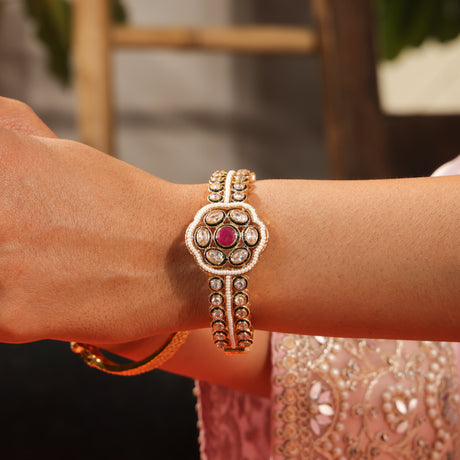 Nuran Ruby Polki Pearl Heritage Bracelet