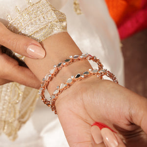 Sheesh Rose Gold Mirror Teardrop Bangles
