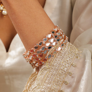 Sheesh Rose Gold Mirror Teardrop Bangles