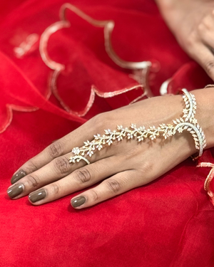 Sheesh Mahal Hand Harness Bracelet with Ring