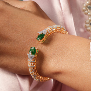 Vallari Emerald CZ Open Cuff Kada