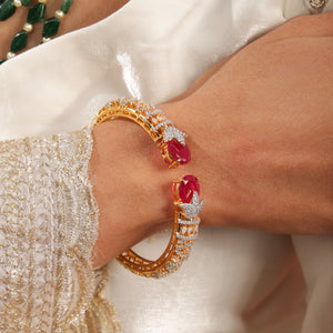 Vallari Emerald CZ Open Cuff Kada