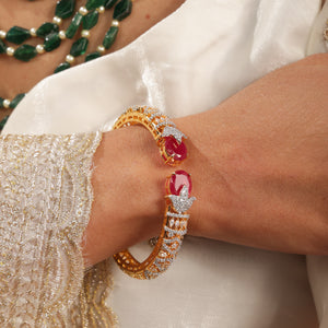 Vallari Emerald CZ Open Cuff Kada