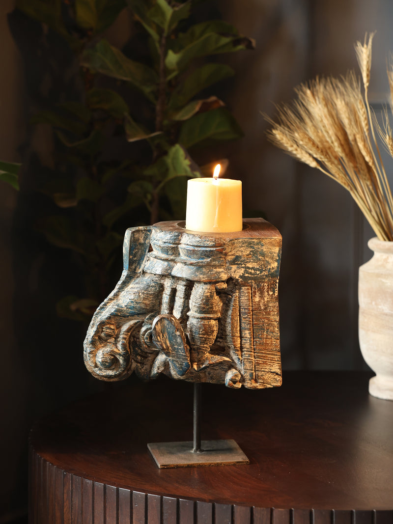 Candle Holder - Wooden Elephant