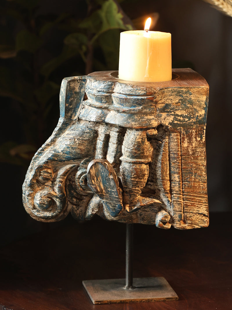 Candle Holder - Wooden Elephant