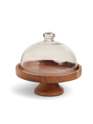 Wooden cake stand with cloche