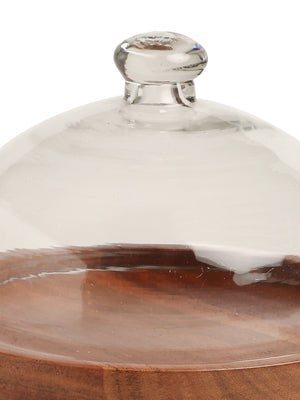 Wooden cake stand with cloche