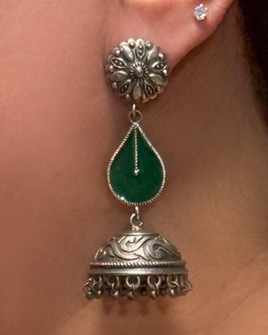 Kanwar Green stone Jhumka