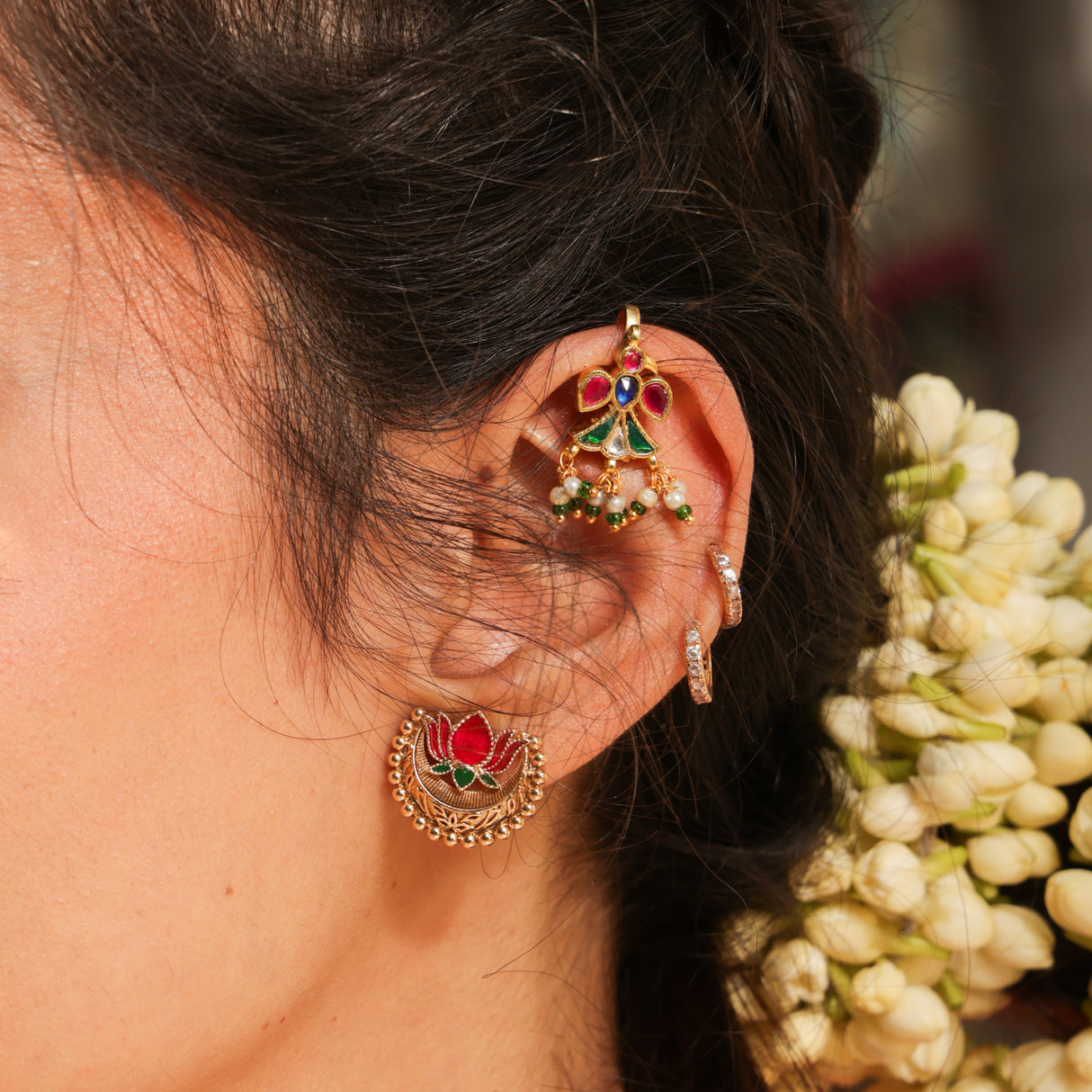 Royal Polki Floral Ear Cuff