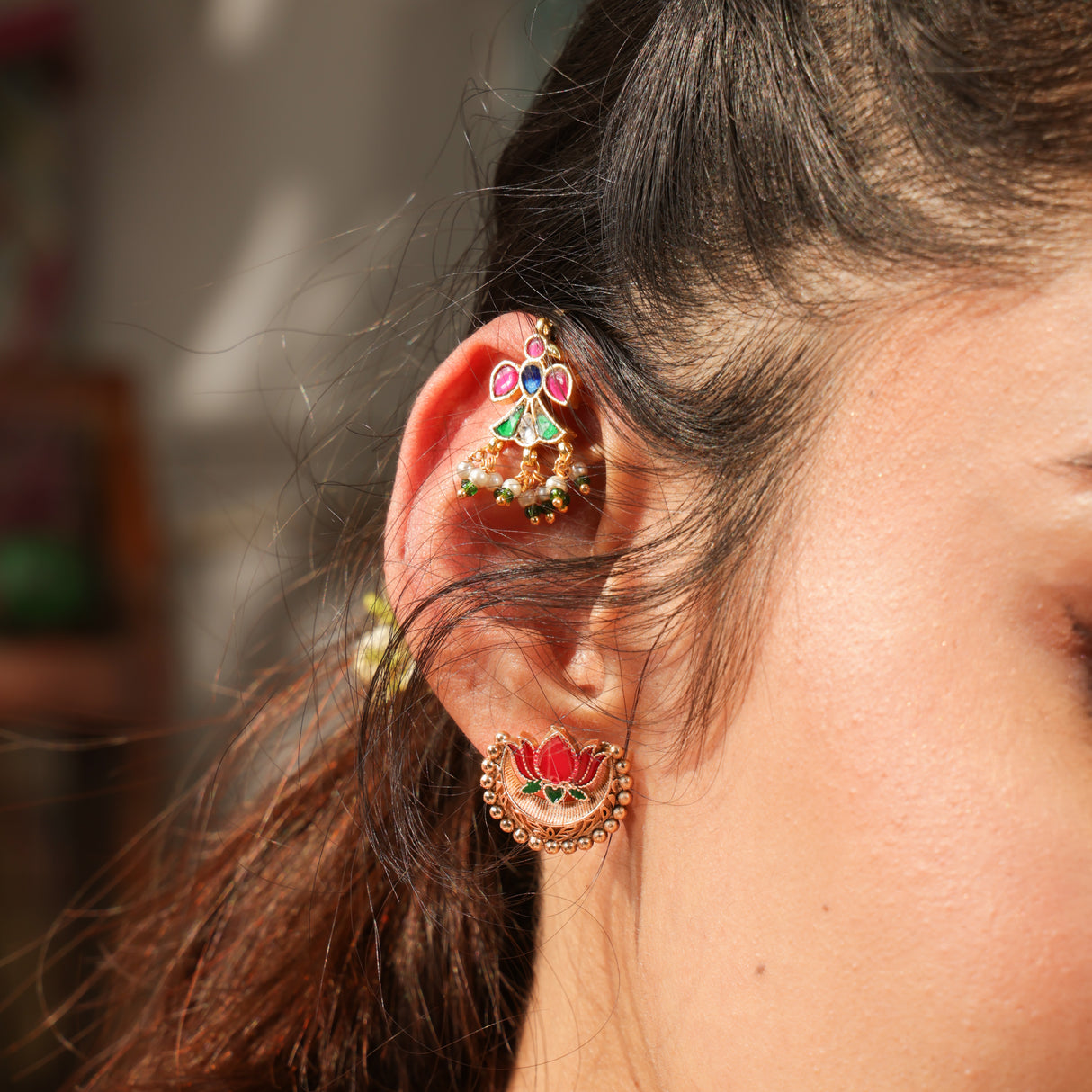 Royal Polki Floral Ear Cuff