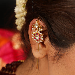Ruby Polki Floral Ear Cuff