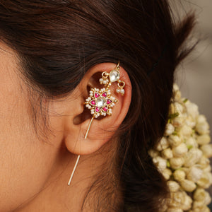 Ruby Polki Floral Ear Cuff