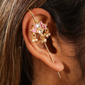 Nafisa Crystal Lotus Gold-Tone Ear Cuff