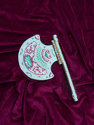Silver Hand Fan With Beautiful Carving Design