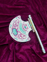 Silver Hand Fan With Beautiful Carving Design