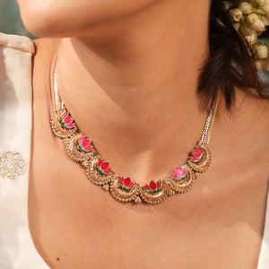 Manika  Pink Lotus Heritage Jewellery Set