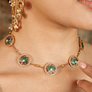 Manika  Green Lotus Heritage  Jewellery Set