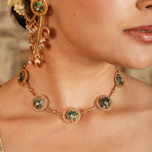 Manika  Green Lotus Heritage  Jewellery Set