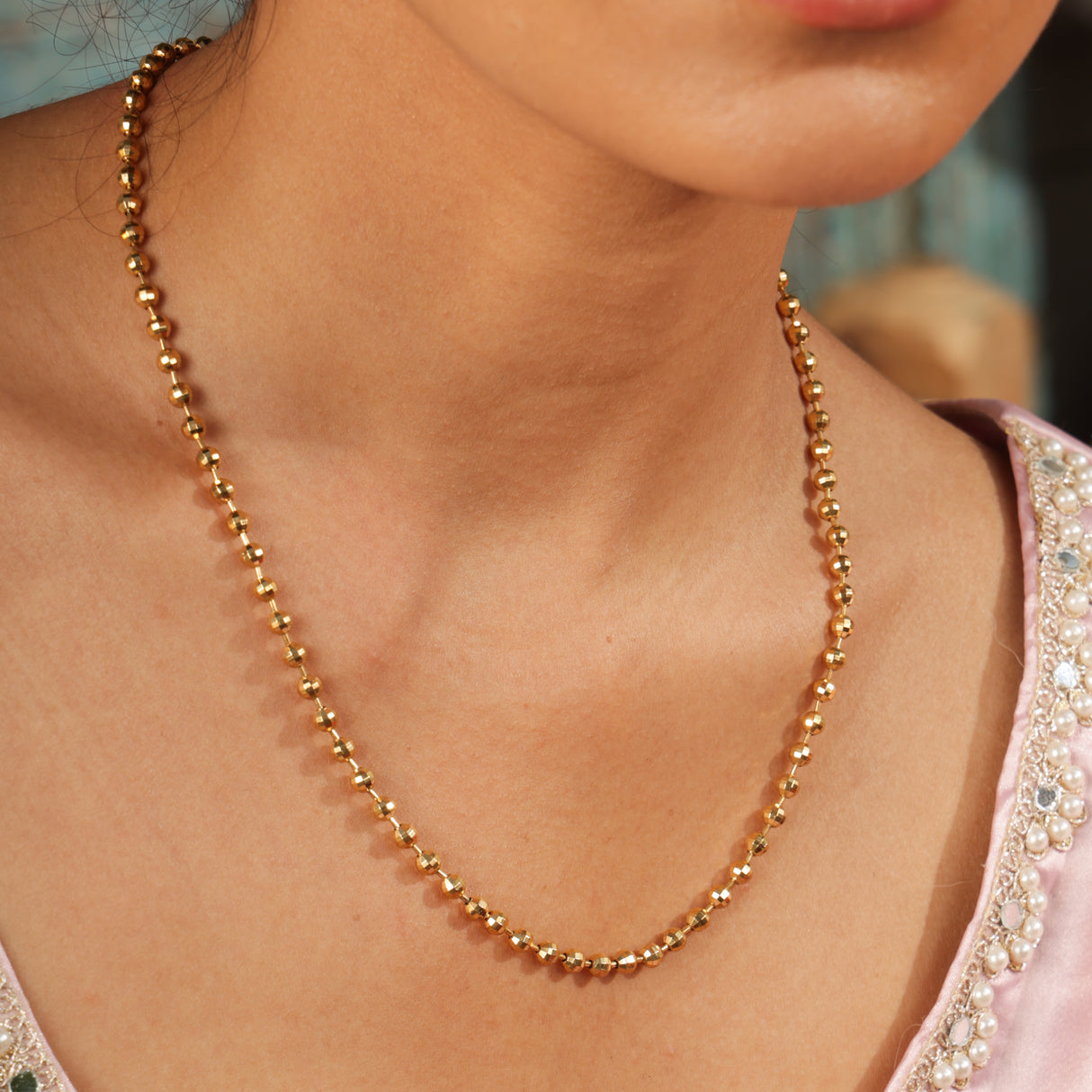 Sunehri Bead Chain Necklace
