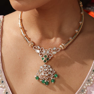 Noorvati  Green Stone Necklace Set