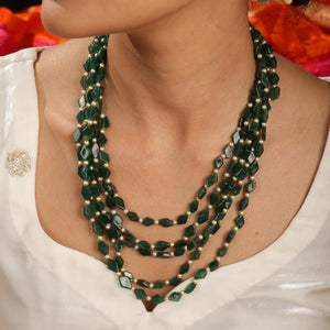 Iraaya Emerald Bead Multi-Layer Necklace