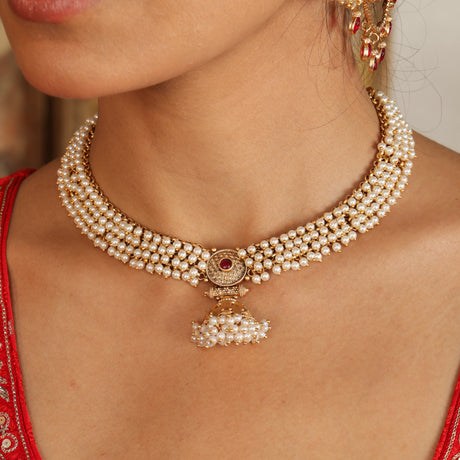 Moonara Royal Pearl Kundan Necklace Set