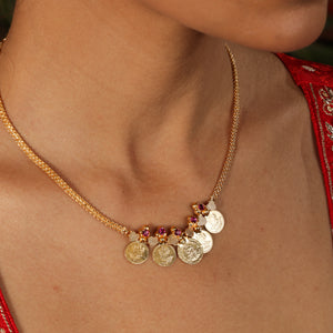 Haleema Royal Coin Charm Statement Necklace