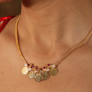 Haleema Royal Coin Charm Statement Necklace