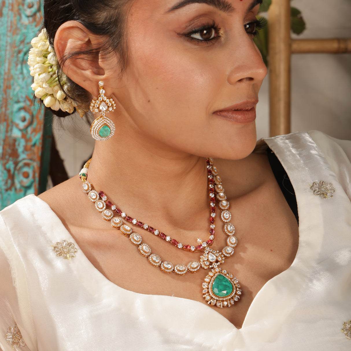 Kalyani Emerald Royale Layered Necklace Set