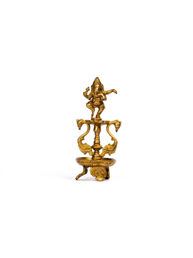 Dancing Ganesha Brass Lamp