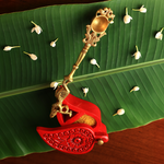 Brass Spoon - Krishna Idol Carved Havan Spoon