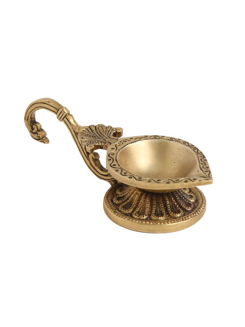 Brass Diya with Swan Handle