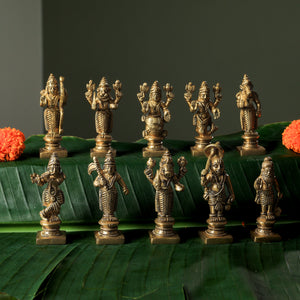 Intricately Carved  Dasavatara Brass Statue