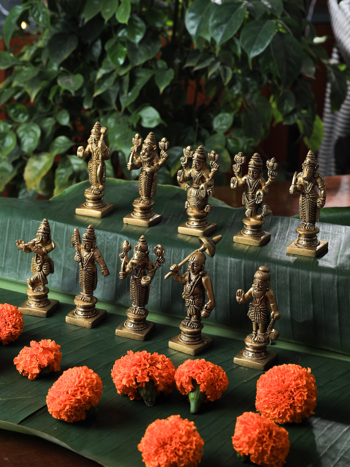 Intricately Carved  Dasavatara Brass Statue
