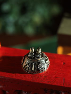 Intricately Carved Brass Charan Paduka