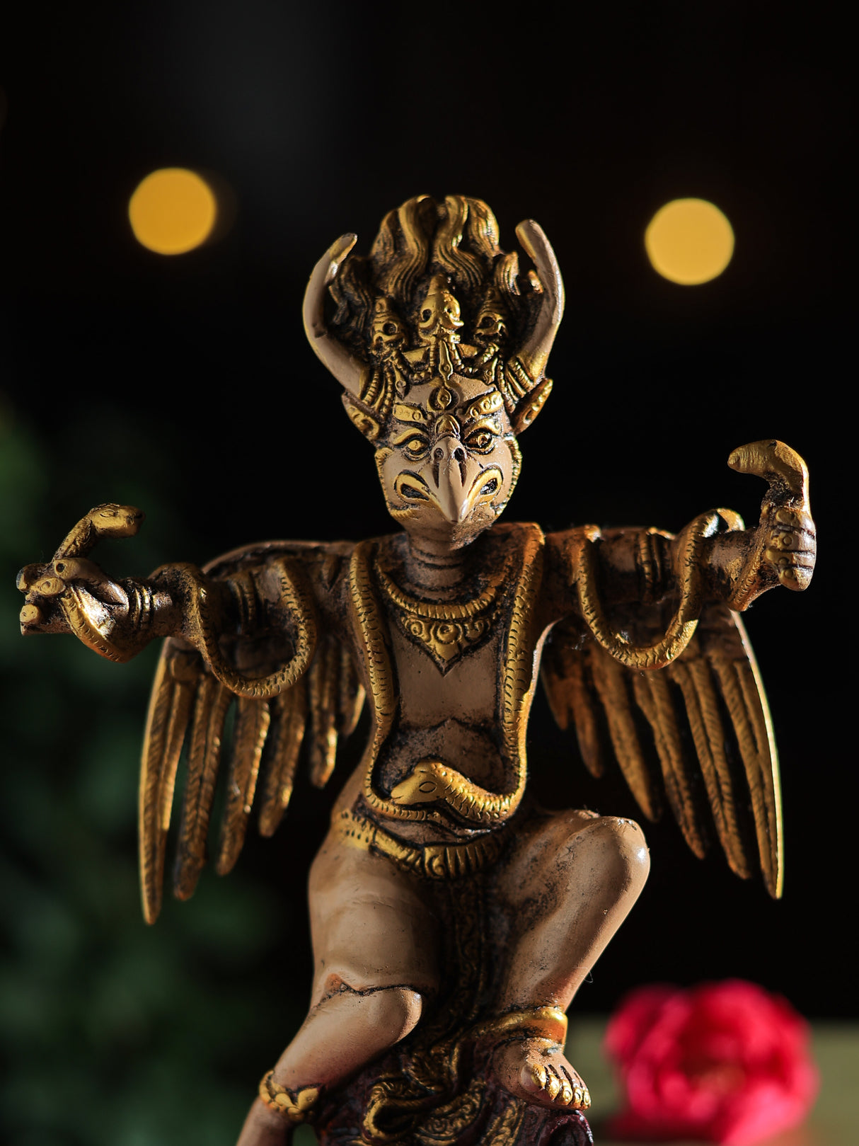 Painted  Garuda Brass Statue